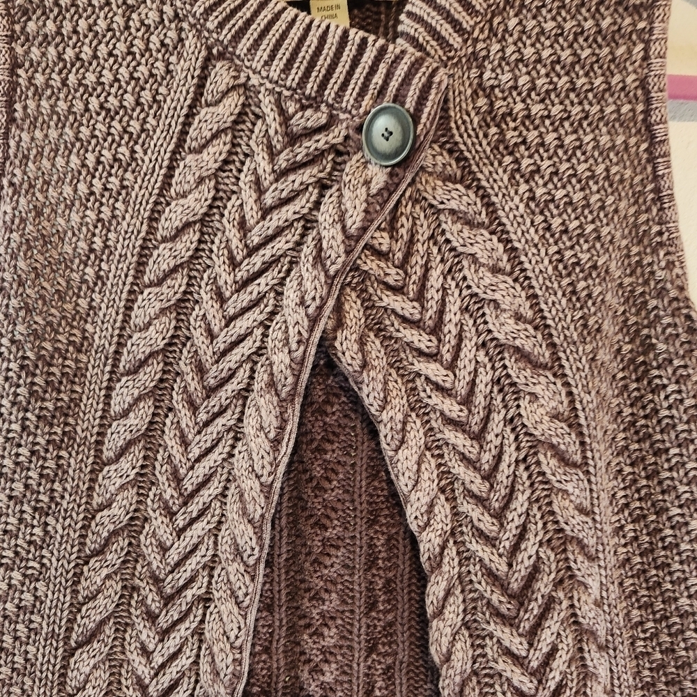 Vintage America Jeans Cotton Ramie Purple Thick Cable Sweater Vest Size Medium - Picture 5 of 6